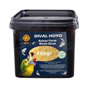Bote de Avicor Forte muda Dival Hoyo: alimento complementario sin efecto dore para optimizar la renovación del plumaje en aves ornamentales