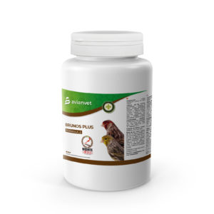 Brunos Plus Avianvet fórmula Vicente Blasco, suplemento nutricional con L-Tirosina y L-Cisteína para potenciar la pigmentación y fortalecer el plumaje de canarios brunos y melánicos.