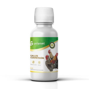 Gallos Competición B12 + Hierro Avianvet para mejorar el metabolismo energético y la oxigenación en aves de corral.