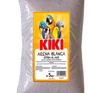 Arena blanca Kiki de 2 kg que favorece la trituración de semillas y la digestión de los pájaros en la jaula