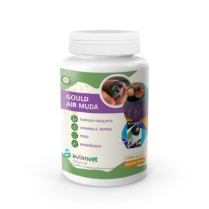 Suplemento Gould Air Muda para conseguir un plumaje fuerte, brillante y una muda rápida en Diamantes de Gould.